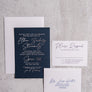 Bar Mitzvah Invitation - Navy Foil Stamped Invitation 5 1/2" x 7 3/4"