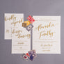 Wedding Invitation - Ecru Invitation with Raised Thermography Gold Print 5 1/2" x 8 1/2"