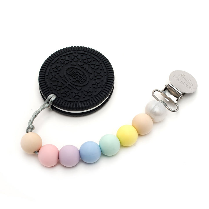 COOKIE SILICONE TEETHER HOLDER SET - COTTON CANDY
