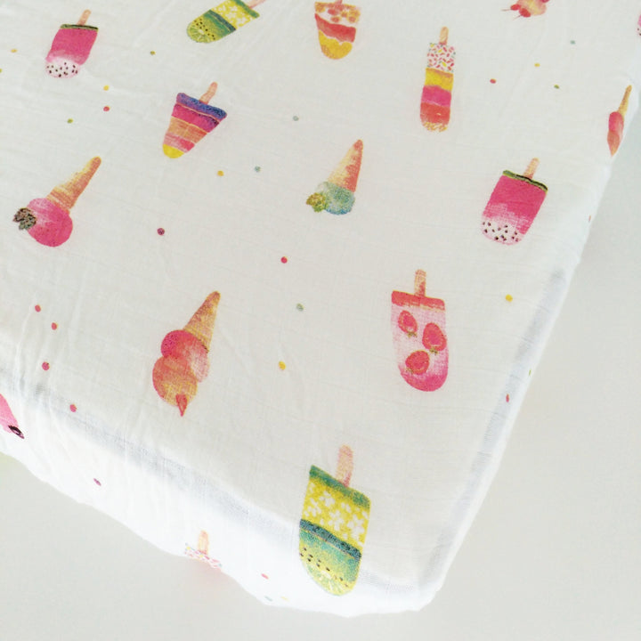 LUXE FITTED CRIB SHEET - ICE CREAM